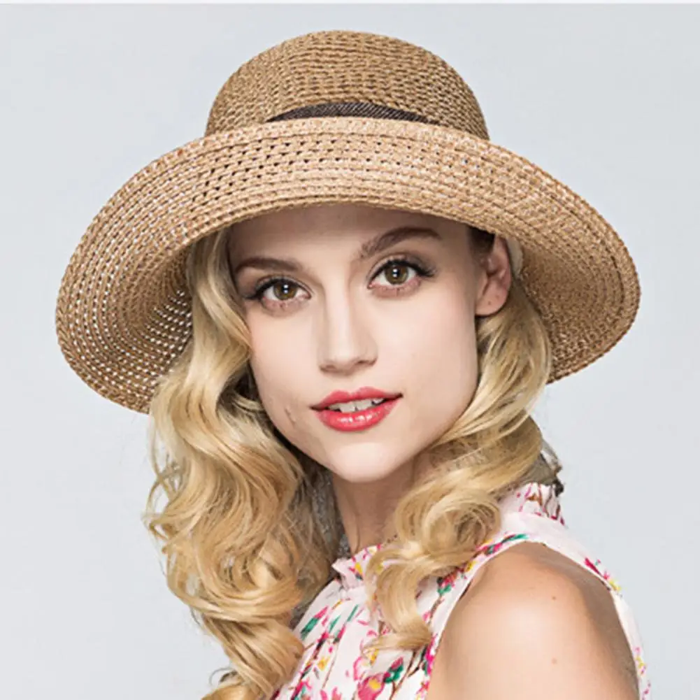 Summer Sun Hats for Women Breathable Large Brim Foldable Straw Hat Sun Caps Outdoor Sun Bucket Hats chapeau femme