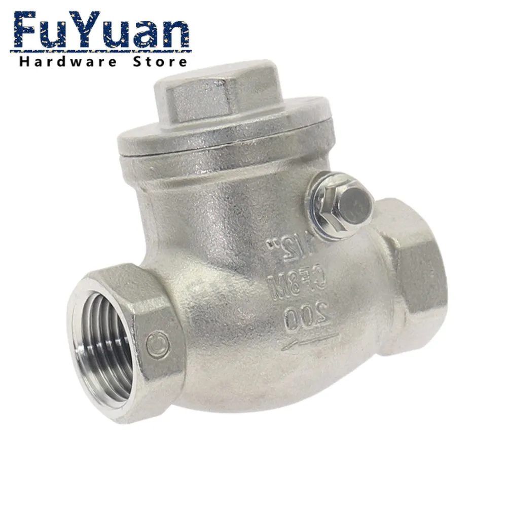 1pcs SS 304 Stainless steel wire mouth horizontal non-return valve DN15-DN100  female thread swing check valve