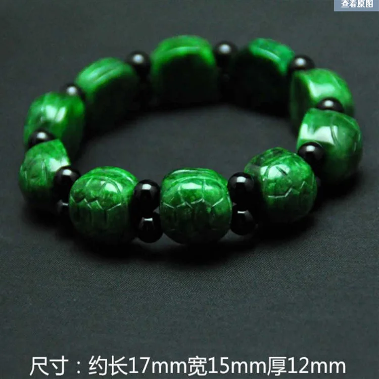 

Natural Green Jade Tortoise Shell Beads Elastic Bracelet Adjustable Bangle Jewellery Fashion Accessories Hand-carved Man Amulet