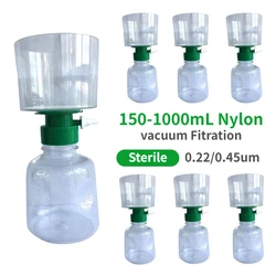 IKEME 12PCS Disposable Vacuum Filter Units Nylon Membrane for Lab Sterile Bottle Top Vacuum Filtration With 0.22/0.45μm