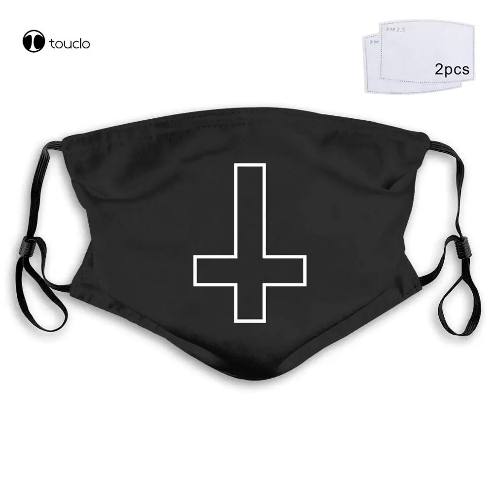 

Inverted Cross Antichrist Blasphemous Face Mask Filter Pocket Cloth Reusable Washable