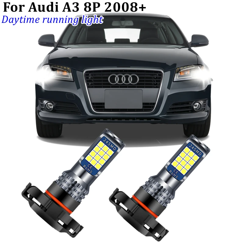 For AUDI A3 8P 2008-2013 LED DRL Daytime running lights CANBUS No Error H16 LED 5202 PS19W PSY24W LED Bulbs Car accessories