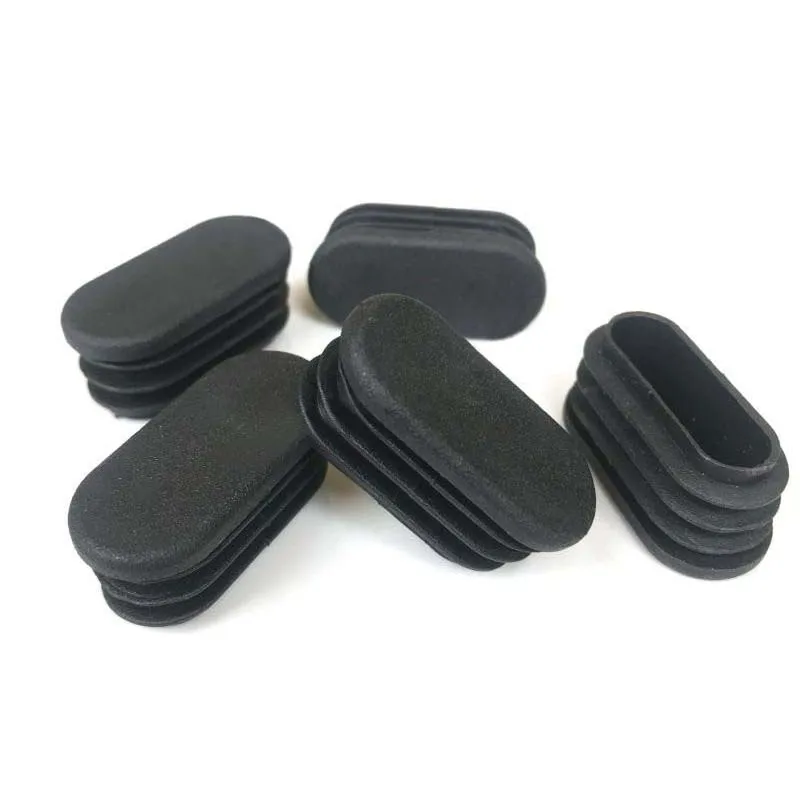 Furniture Protection Gasket Dust Seal Black Oval Oblong Rectangle Plastic Blanking End Cap Tube Pipe Inserts Plug Bung