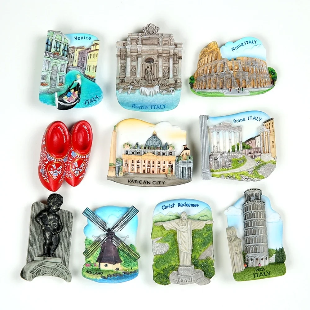 BABELEMI Italy Belgium Netherlands Brazil Vatican Resin Souvenirs Fridge Magnets Florence Amsterdam Milan Refrigerators Magnets