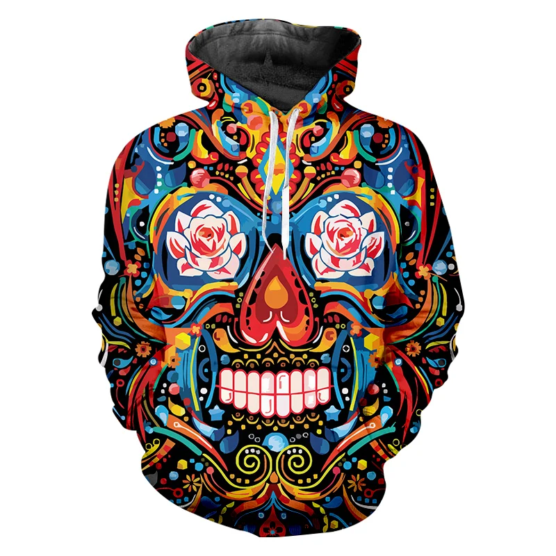 

Colorful Skull Ghost Gothic Skull Funny Harajuku Pullover New Fashion Streetwear 3D Print Zip Hoodies Sweatshirts Jacket Custom