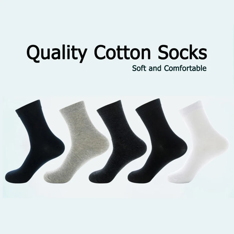 5 Pairs Men\'s Cotton Socks New Style Black Business Men Socks Soft Breathable Summer Winter for Male Socks Plus Size 45 46 47 48