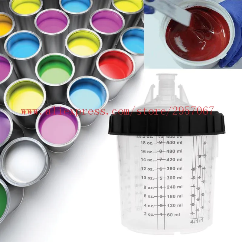 50pcs Spray Gun Paint System  Disposable measuring cups Lids and Liners No Cleaning Paint Mixing Cup with 125 Micron Filters