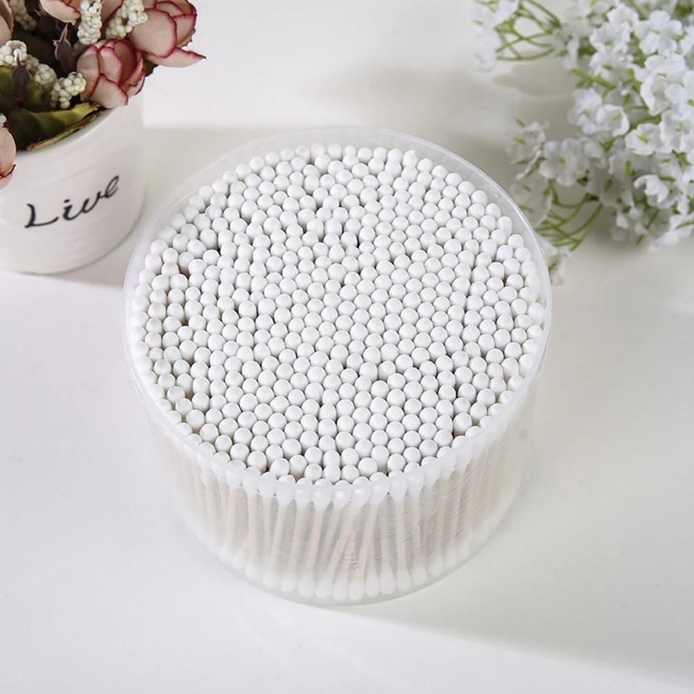 500Pcs Disposable Double Heads Cotton Swabs Ear Cleaning Sticks Makeup Tools  household garbage bag, vest-type color storage bag