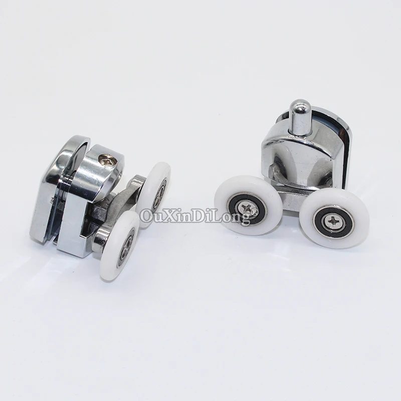 4Pairs Heavy Shower Door Rollers Pulleys Double Swing Door Rollers Wheels Runners Diameter 23/25mm