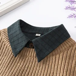 All-match plaid shirt false collar Decorative collar four seasons Women's shirt collar men's and women's fake collar