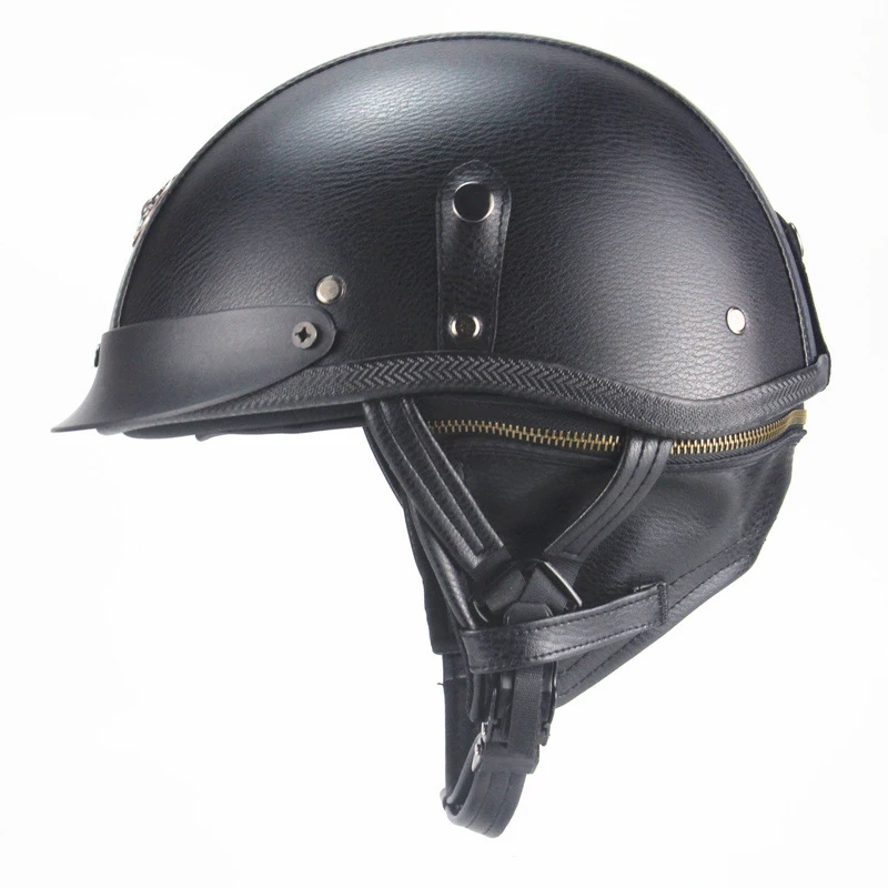 

Open Face Helmet Motorcycle Half Helmet Scooter with Zipper Neck Cover Crusie Motorcycle Helmet, Black, Dark Brown, M, L, XL