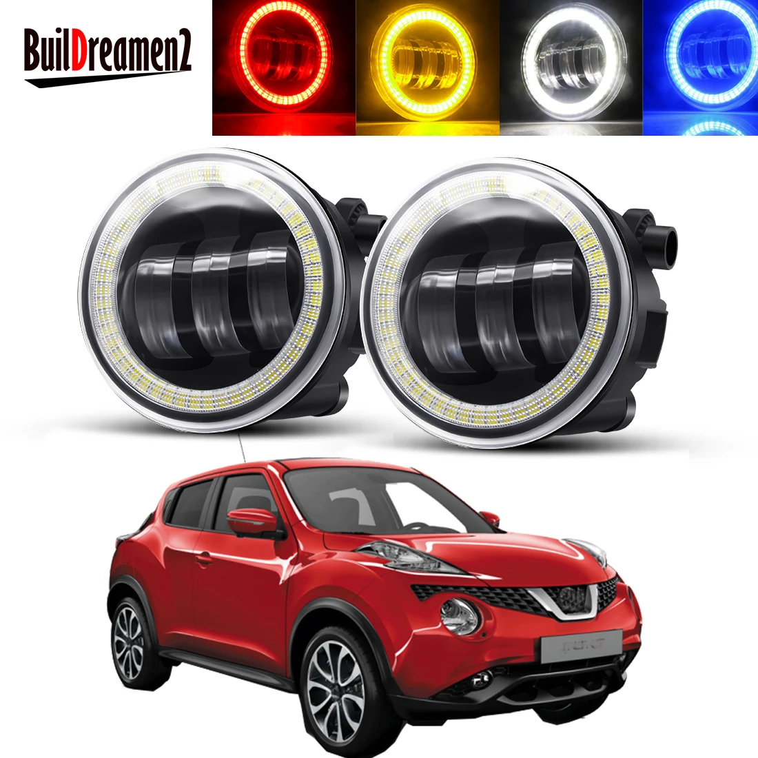 30W Angel Eye Fog Light Assembly For Nissan Juke (F15) 2010-2014 Car Front Bumper LED Lens DRL Fog Daytime Running Lamp 6000LM