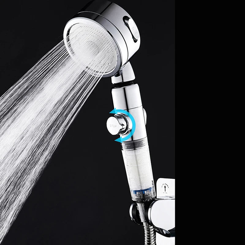 SHAI New Arrival Handheld Shower Head One Key To Stop Water With Filter Shower Head 3 Functions Saving Water High Pressure Showe