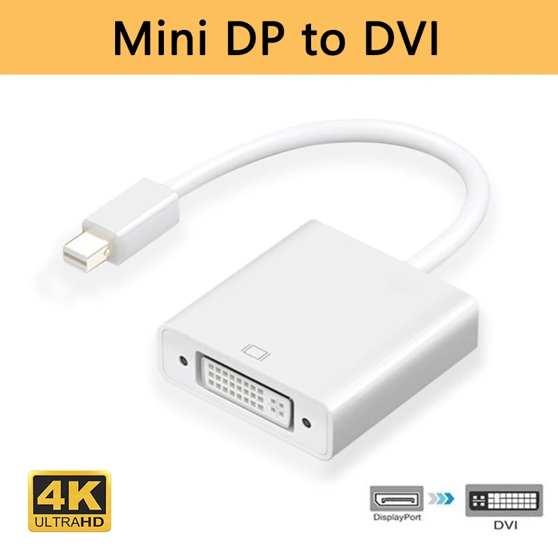 

Переходник Mini Displayport DP-DVI, Кабель-адаптер «штырь-гнездо», 1080p, мини-адаптер для телевизора, ноутбука, проектора Thunderbolt