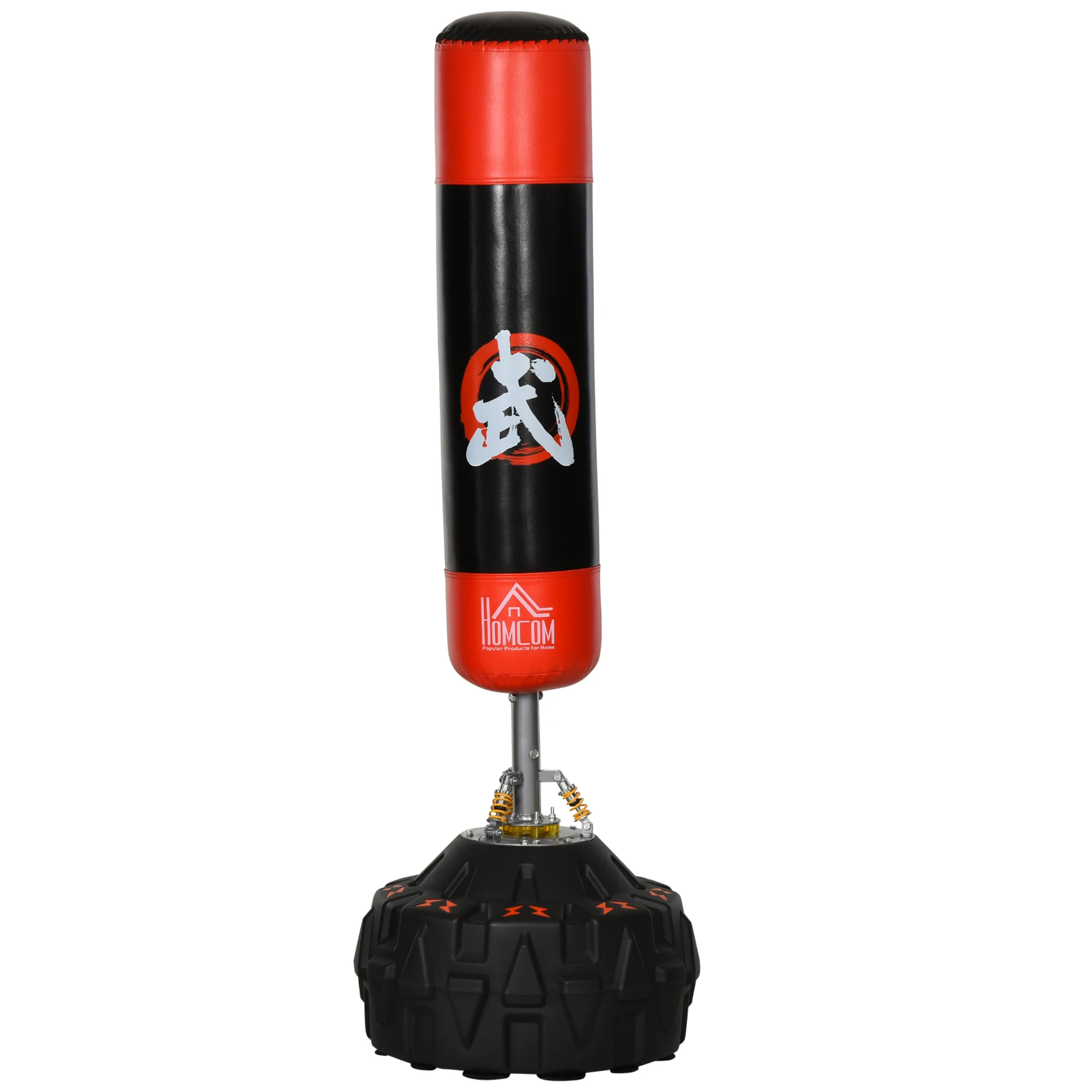 HOMCOM adult foot boxing bag 60 kg/water 50 kg sand refillable large Base shock absorber spring black and red