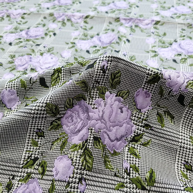 

145cm width France import purple rose fashion Metallic Jacquard Brocade Fabric, 3D yarn dyed fabric for Women Dress