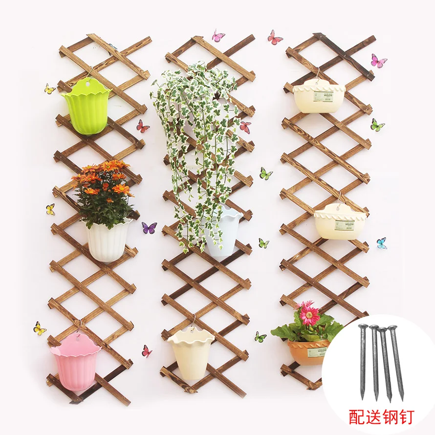 Carbonized Wooden Garden Wall Fence Panel Plant Climb Trellis Support Decorative Garden Fence for Home Yard Garden Decoration