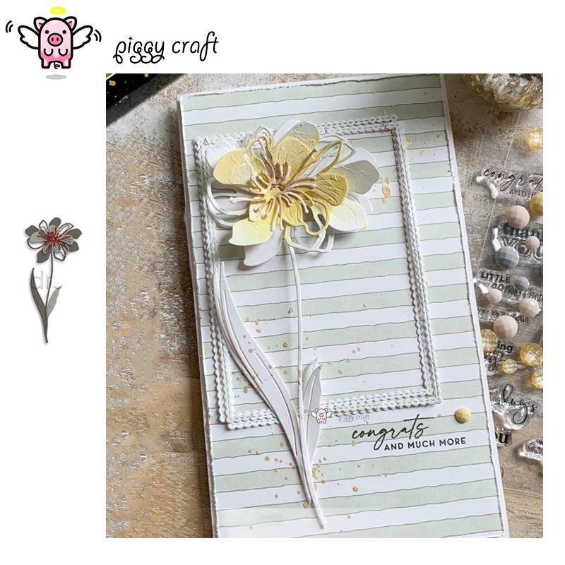 Piggy Craft metal cutting dies cut die mold 2021 New Flower decoration Scrapbook paper craft knife mould blade punch stencils