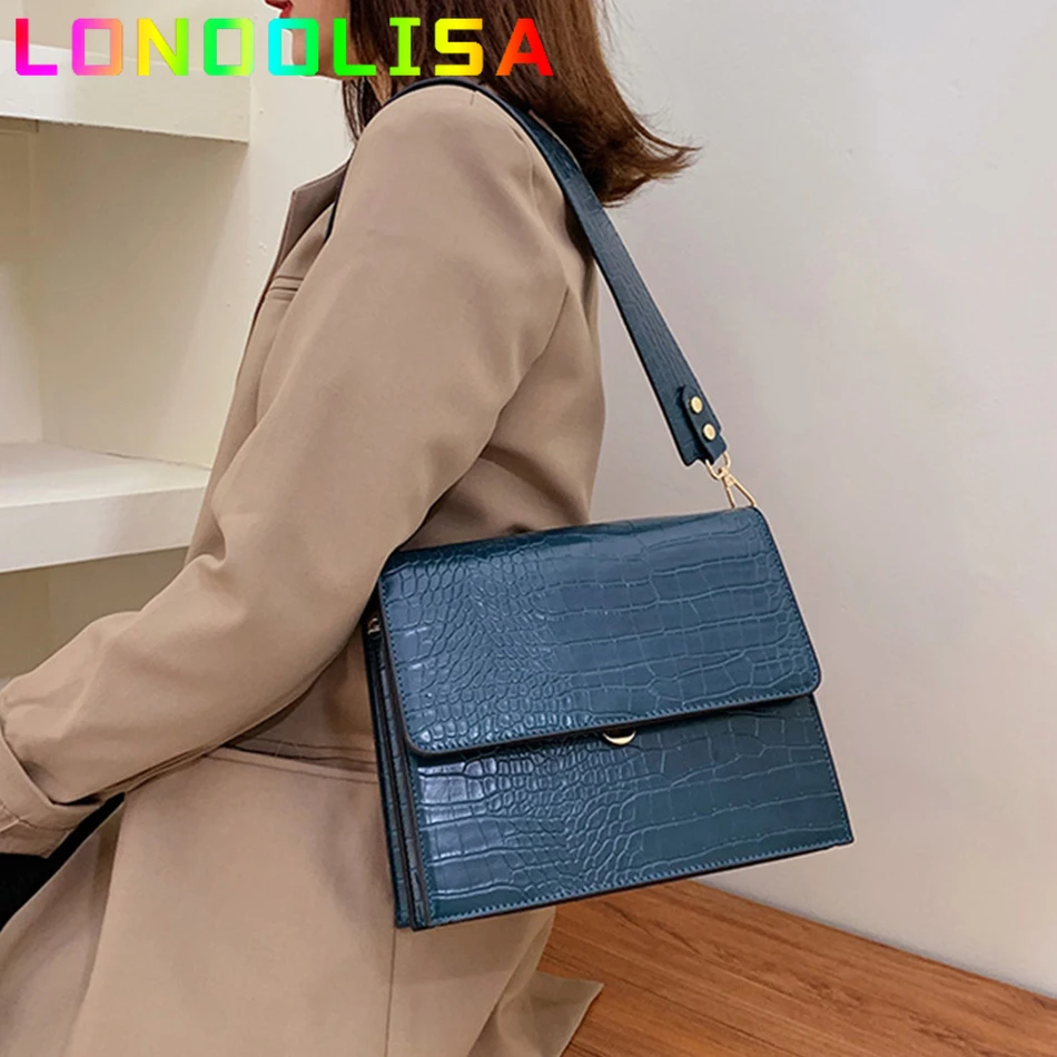 Luxury Brand Female Tote Bag 2024 Fashion New Quality Leather Women\'s Designer Handbag Crocodile Pattern Shoulder Messenger Bag