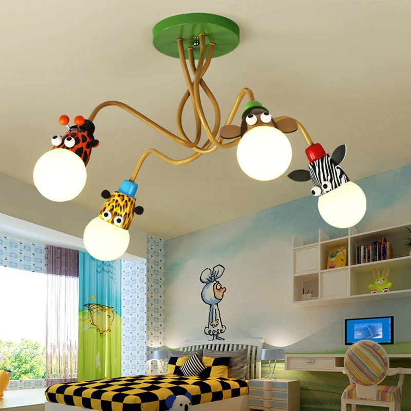 

Novelty LED White Bulb Ceiling Lights Cartoon Animal Monkey Zebra Giraffe Children Kids Bedroom Room Lamps Hang Pendent Light