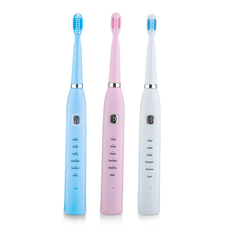 

Acoustic Vibration Waterproof Electric Toothbrush Portable Washable Deep Cleaning Soft Hair Smart Timer 6 Modes USB Charge