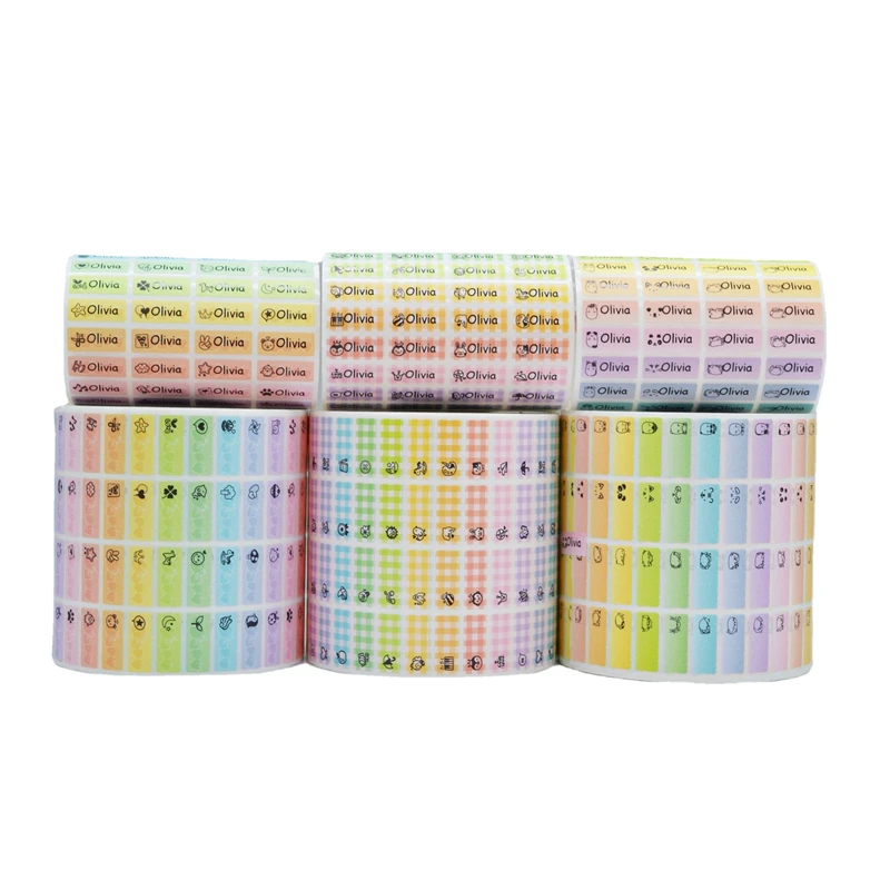 Rainbow Color Custom Name Stickers Multicolor Waterproof School Label Personalized Name Stickers Decal Multi Purpose Colorful