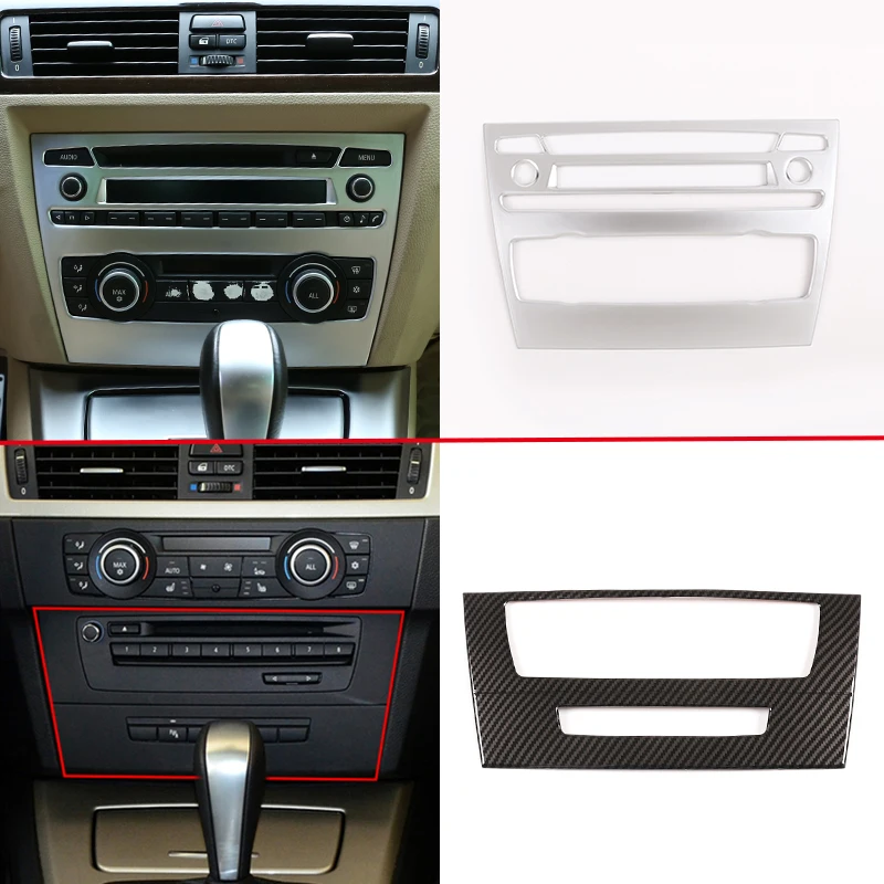 

Car Central Control Air Conditioner Volume CD Button Frame Panel Cover Sticker For BMW 3 Series E90 2005-2012 ABS Carbon Fiber