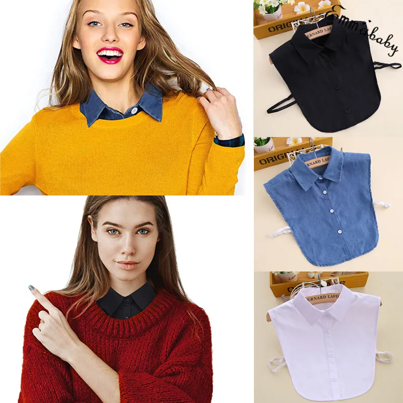 Women Ladies Fake False Lapel Half Shirt Style Blouse Detachable Removable Collar Unisex Men Women Accessories Neck Decor