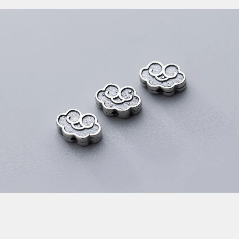 925 Sterling Silver Classic Propitious Cloud Spacer Beads 10mm Matte Finish Craftwork Charm Silver Beads DIY Jewelry Materials