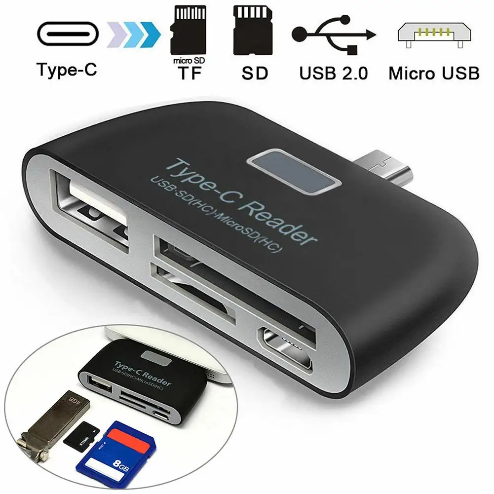

Universal Type C to USB 3 0 OTG Hub Adapter SD/TF Memory Card Reader