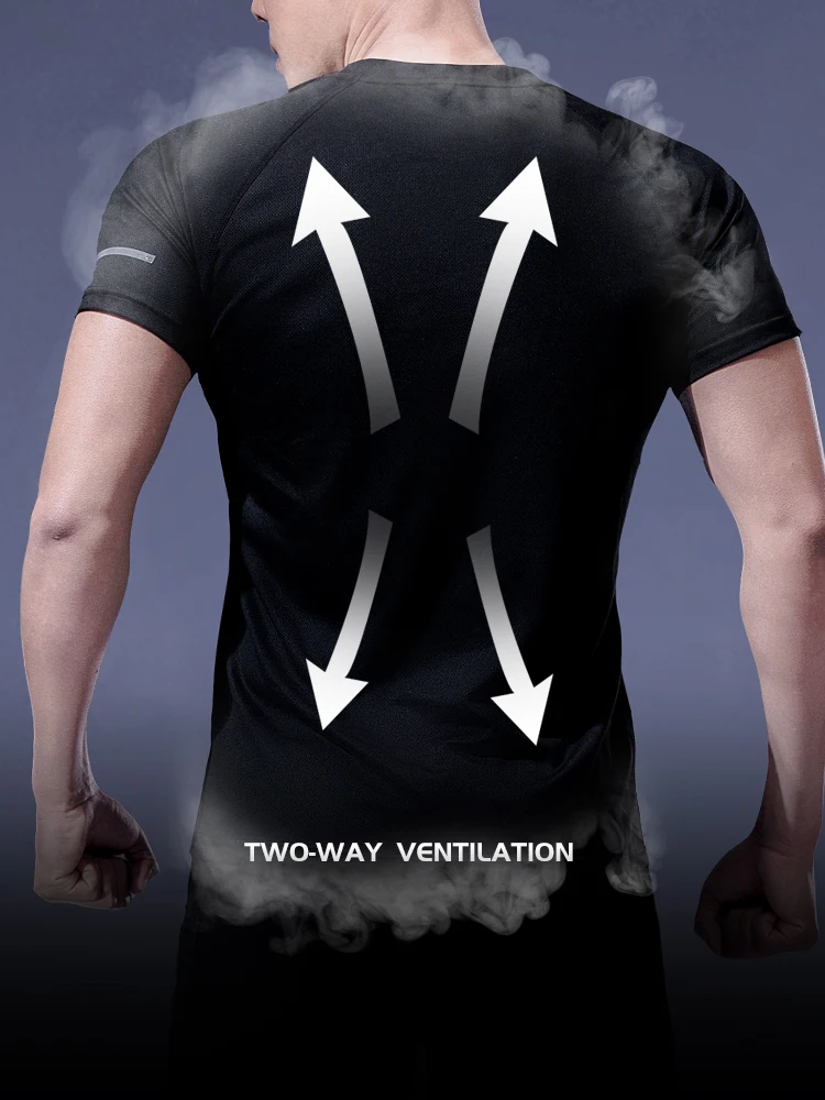 Reflektierendes Shirt, schnell trocknend, kurzärmelig, Sport-T-Shirt, Sportbekleidung für Herren, Fitness, Playeras Para Hombres, atmungsaktive Sportbekleidung – Detail 7