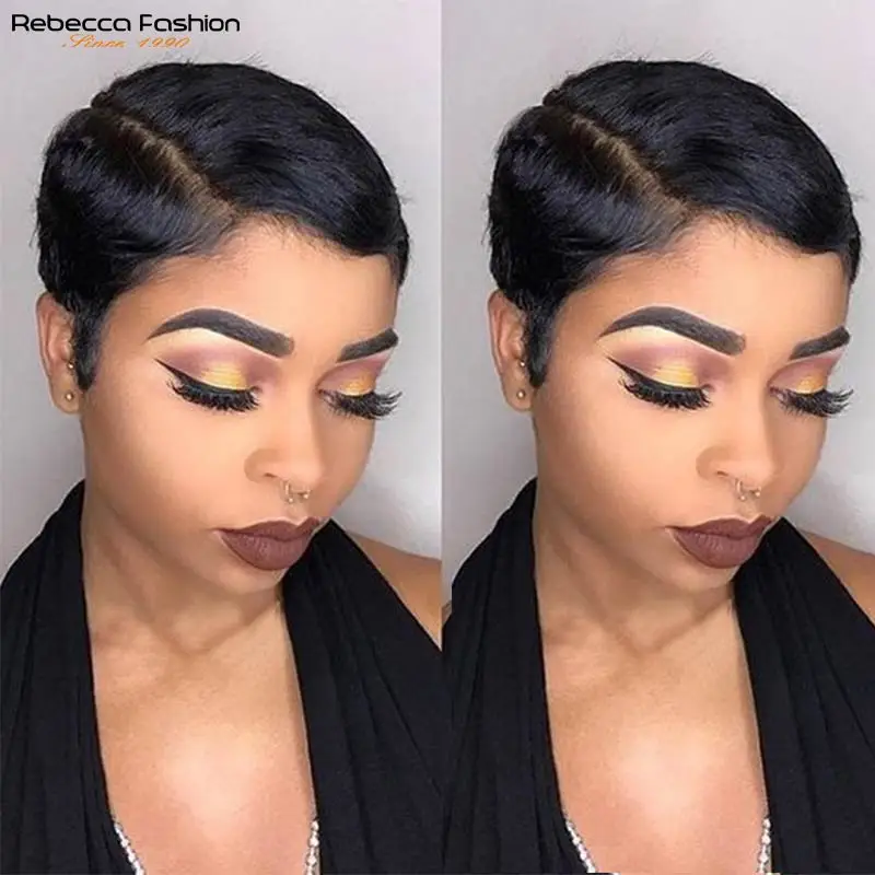 

Pixie Cut Human Hair Wig Short Bob Straight Part Lace Front Wig Black Color Cheap Wig Human Hair Wigs For Black Women Summer Wig