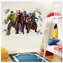 Cartoon Avengers Spiderman Wall Stickers For Kids Room Super Heroes Decorations PVC Home Cartoon Decor Wall Mural Art Posters