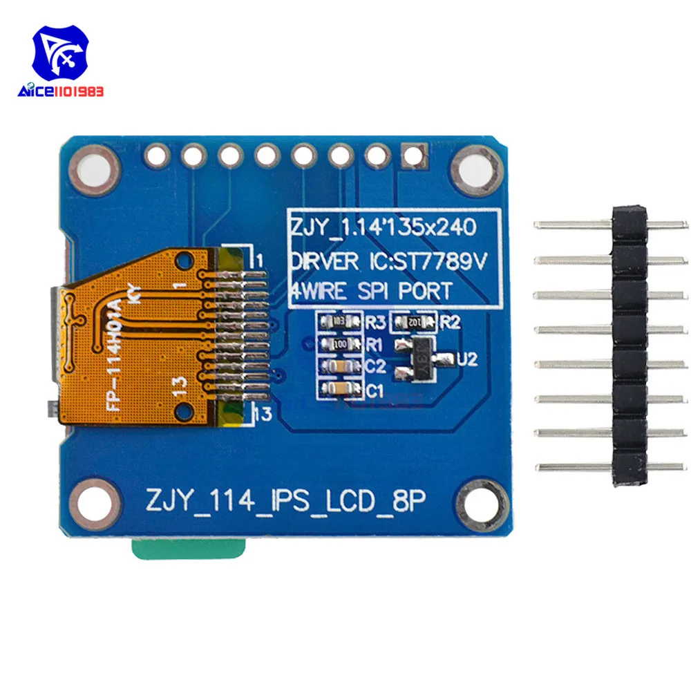 Diymore 1.14 Inch Spi 240X135 Rgb Tft Lcd Display Module ST7789 Ips Hd Lcd-scherm Voor Arduino C51 STM32 3.3V Met Pin