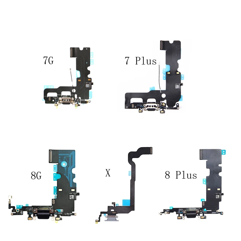 Charging Flex for IPhone 7 7 Plus 8 8 Plus USB Charger Port Dock Connector with Mic Flex Cable for IPhone X Phone Parts