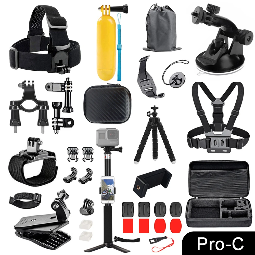ORBMART für GoPro Zubehör-Set für Go Pro Hero 13 12 11 10 9 8 7 6 5 4 Schwarze Halterung für DJI Insta360 für Sjcam Action-Kamera