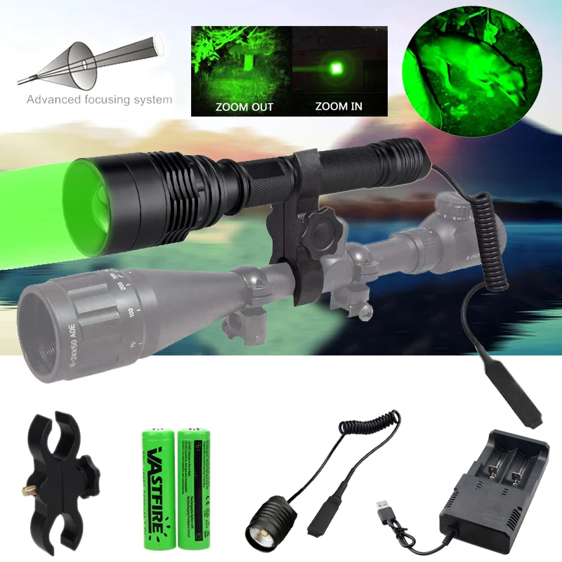 

10000 lumens Super Bright Weapon Light Tactical airsoft armas Hunting Flashlight+Rifle Scope Mount+18650+USB Charger+Switch