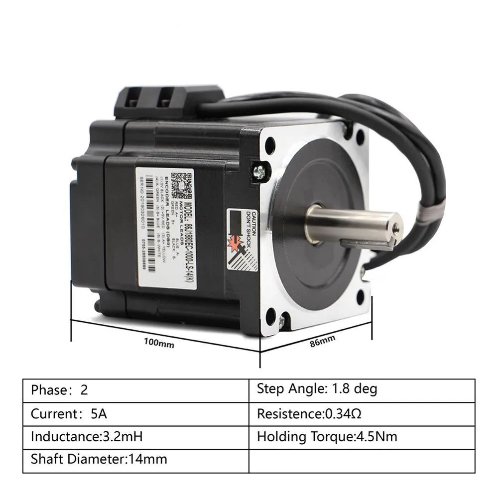 Nema 34 86J1880EC-1000 Closed Loop Stepper Motor 4.5Nm 5A  Hybrid Stepping Motor 2HSS57 Digital Drive