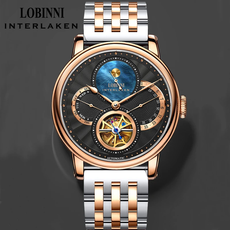 LOBINNI 316L Stainless steel High Quality Men Mechanical Watch Seagull Movement Automatic Men Watch Sapphire Mirror Watches