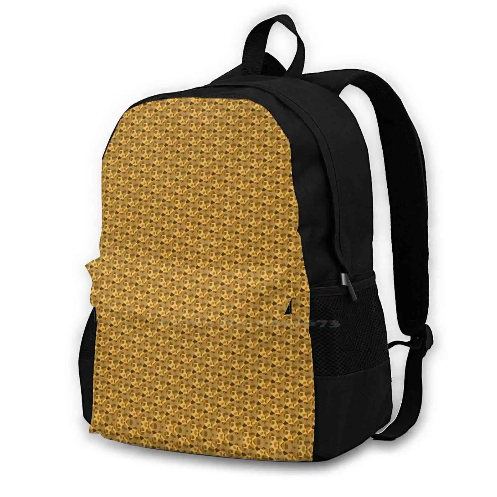 

Golden Circles Hot Sale Schoolbag Backpack Fashion Bags Yellow Golden Doodle Abstract