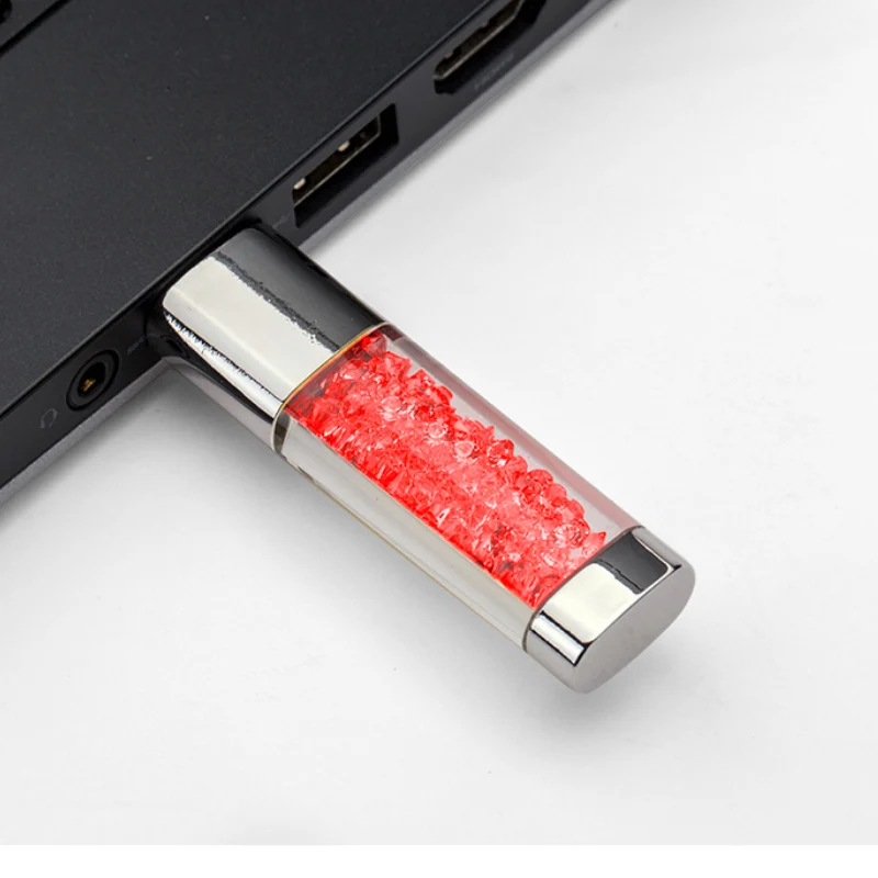 Fashion Diamond Logo Customised Crystal With LED Light metal USB flash Drive pen drive 8GB 16GB 32GB Jewelry memory stick usb