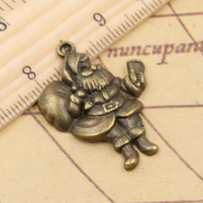 10pcs Charms Christmas Santa Claus Gift 33x25mm Tibetan Bronze Silver Color Pendants Antique Jewelry Making DIY Handmade Craft