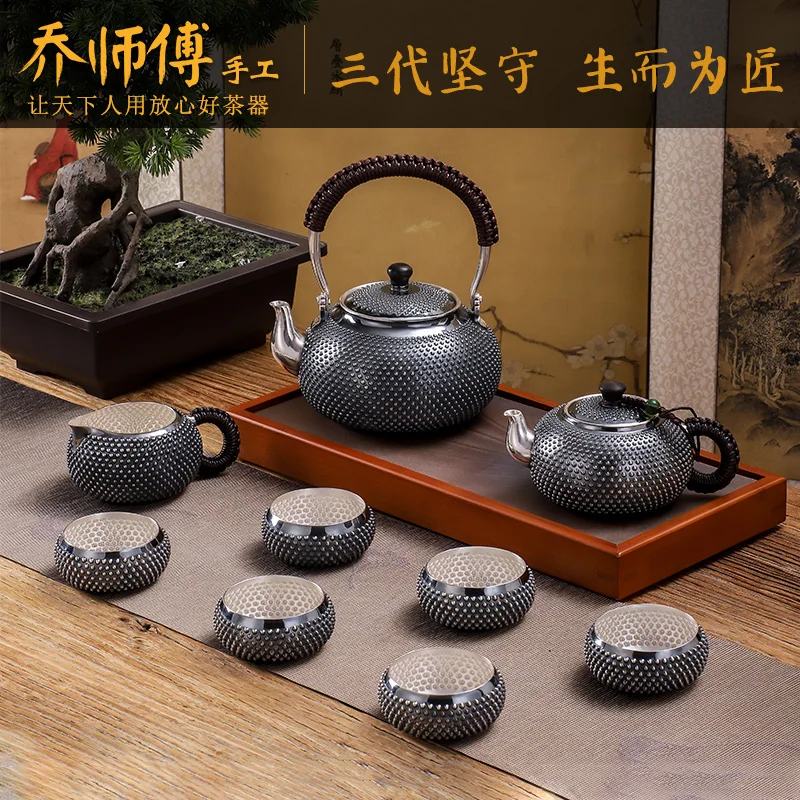 

Joe teacher manual silver pot of sterling silver 999 Japanese rivet kettle tea kungfu tea set teapot