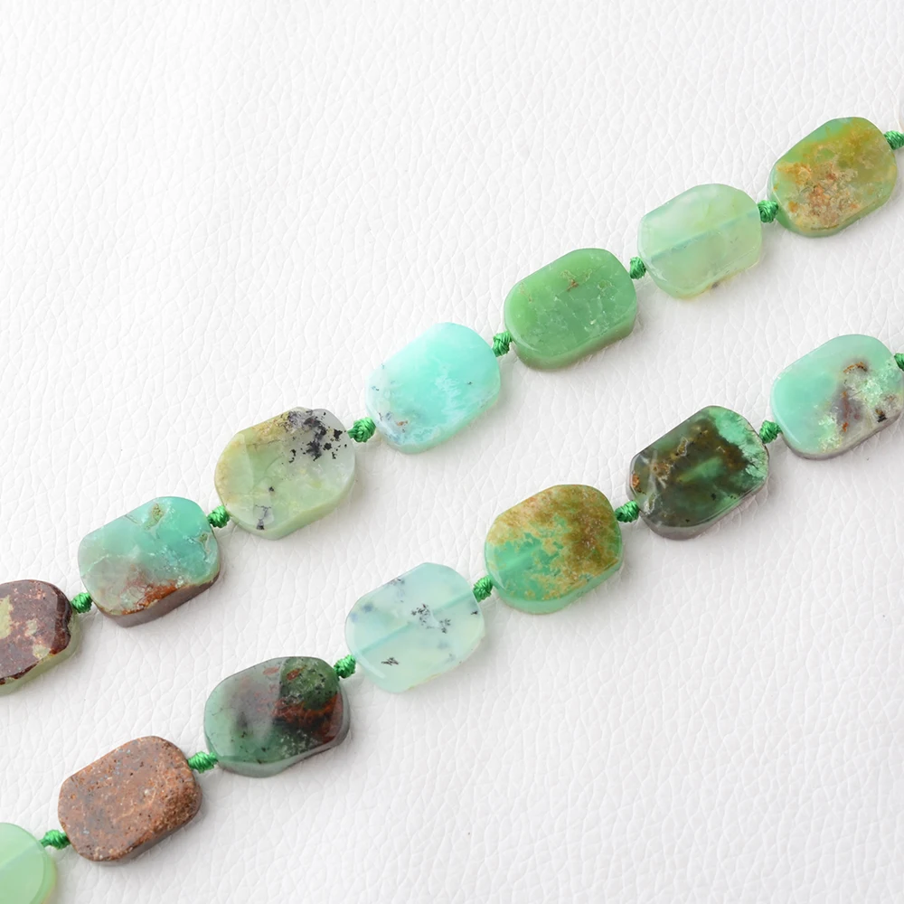 13x18mm Natural Smooth chrysoprase squarer stone Loose beads DIY necklace bracelet jewelry making 15 
