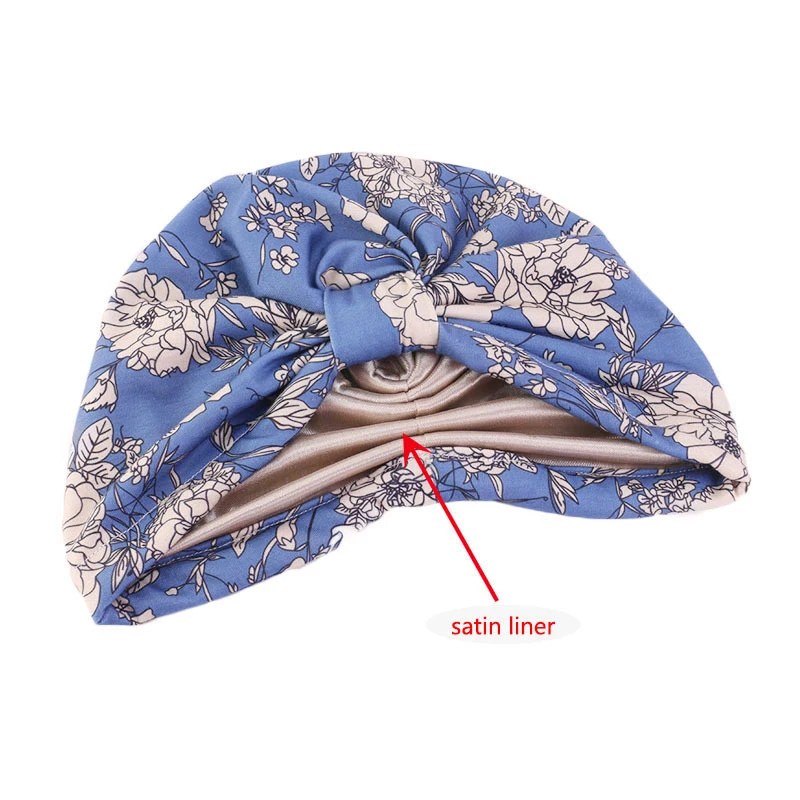 Fashion printing ladies Turban bonnet soft cotton arab wraps top Knot hijab caps women head scarf ready to wear ladies turbante