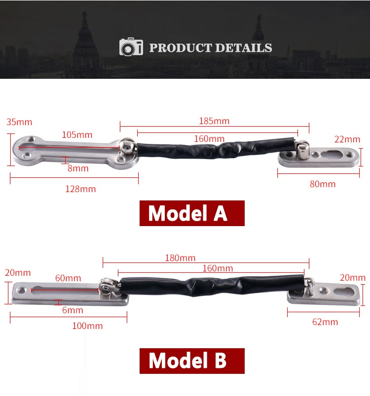 WV Anti-diebstahl Edelstahl Hotel Tür Kette Latch Sicherheit Wache Sicherheit Lock Sicherheit Limiter Werkzeuge Hardware für Hause tür – Detail 4