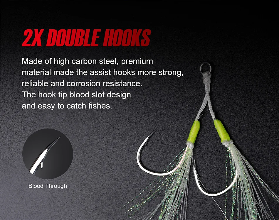 Noeby Twin Assist Hook Slow Jigging Angelhaken Doppel 1/0 2/0 3/0 4/0 5/0 6/0 Angelhaken mit Widerhaken und Kohlenstoffstahl – Detail 6