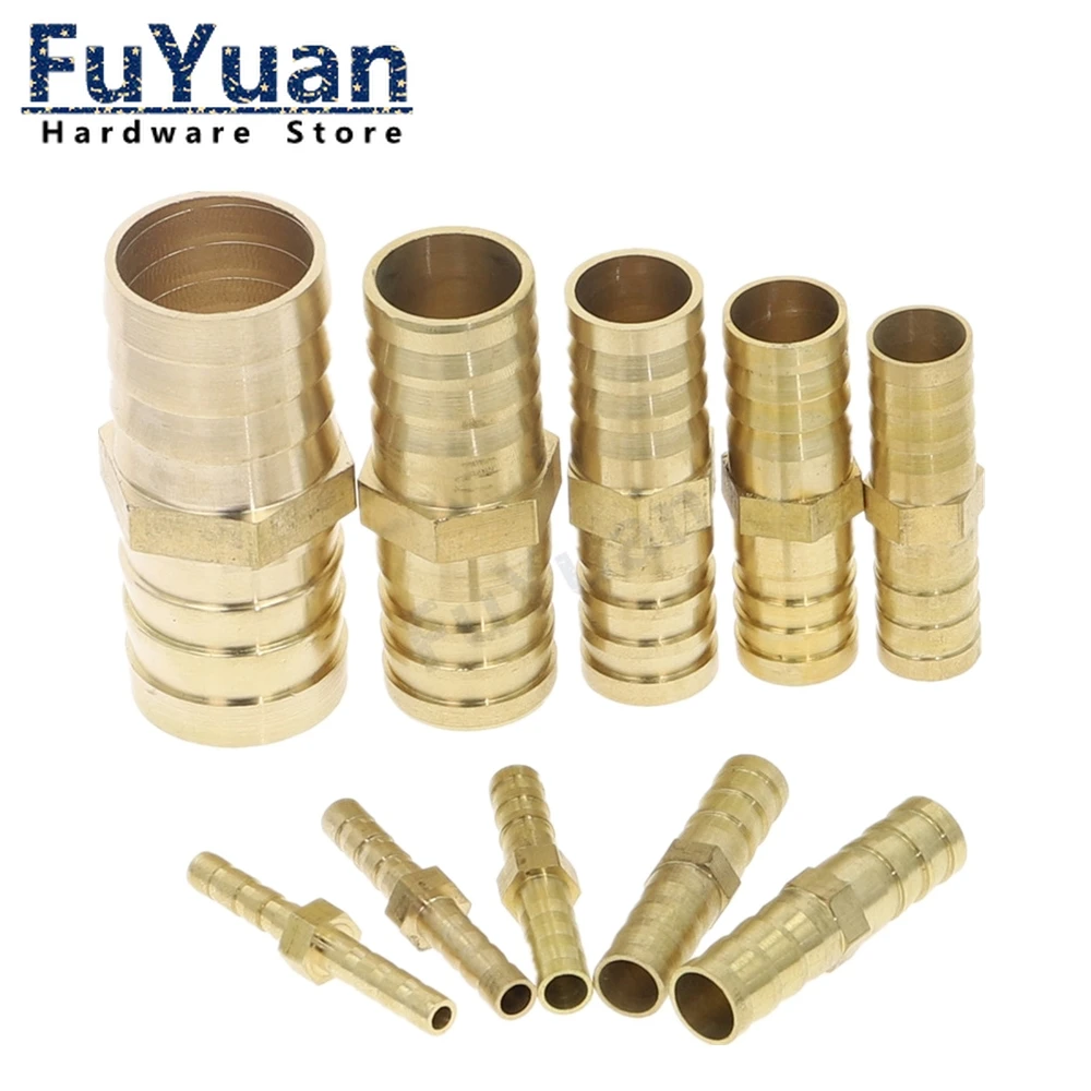 Brass Straight Hose Pipe Fitting Equal Barb 4mm 6mm 8mm 10mm 12mm 14mm 19mm Gas Copper Barbed Coupler Connector Adapter