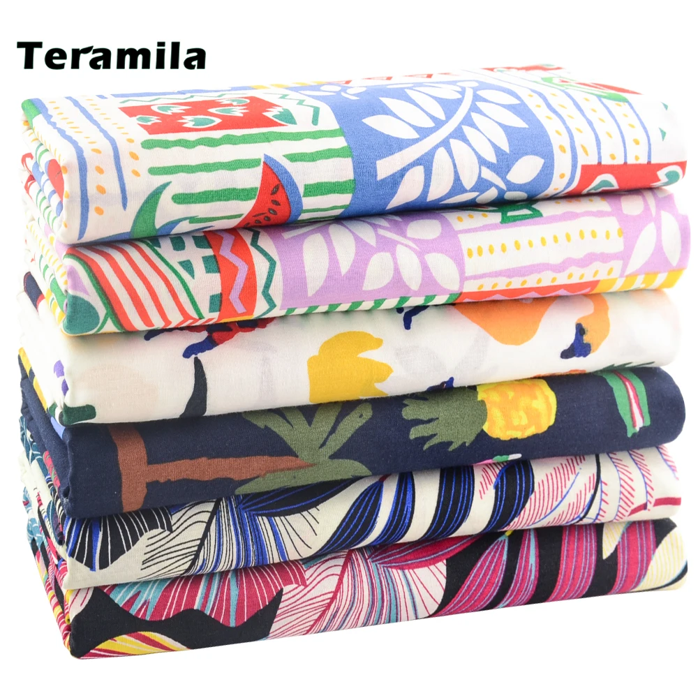 Teramila Per Half Meters Poplin Cotton 100% Flowers Printed Fabrics For Sewing Patterns Clothes Quilt Needlework Japanese Kimono