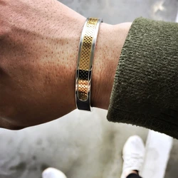 Luxury stainless steel bracelet men's Cuff bangles for Men Gold Color Bangle Love charms Jewelry 2021 stainless steel bangle